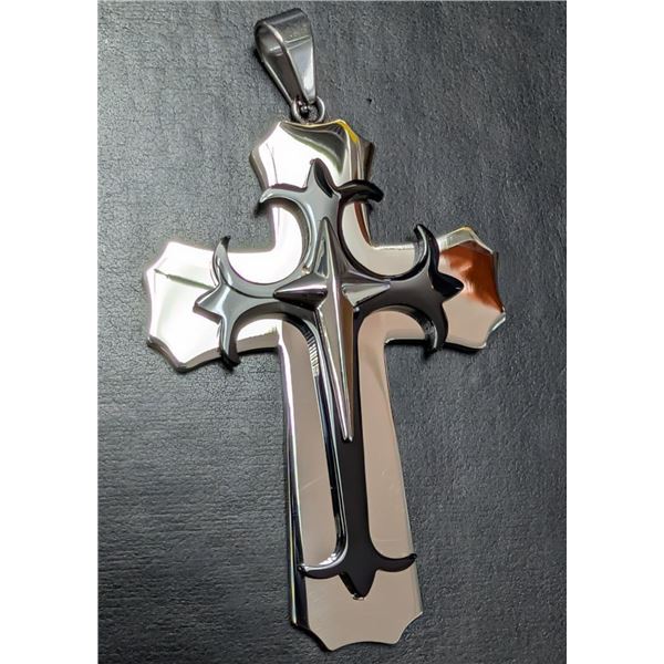 $80, stainless steel cross pendant, retail value $80
