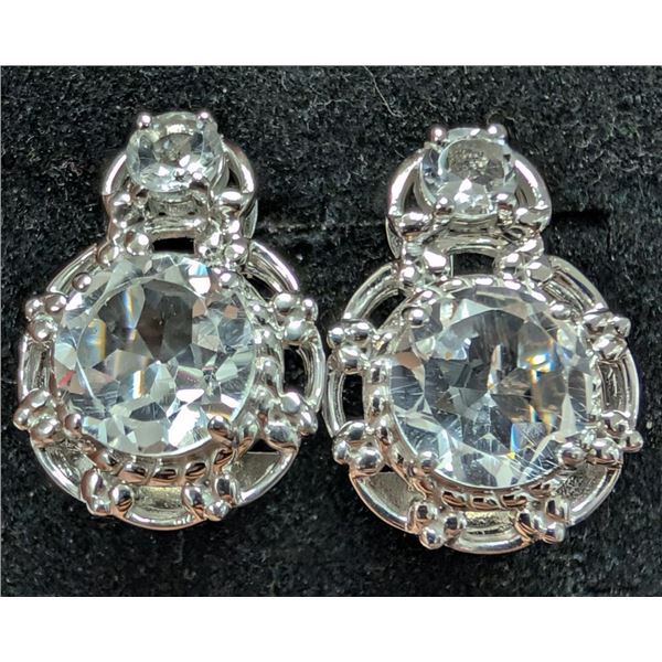 $440, silver(5.56g), white topaz (5ct) earring, retail value $440