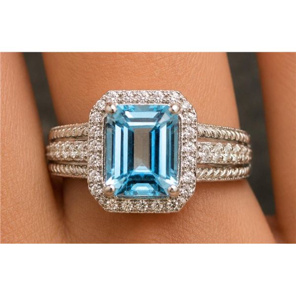 $240, silver(3.74g),  blue topaz (1.2ct)ring, size , retail value $240,