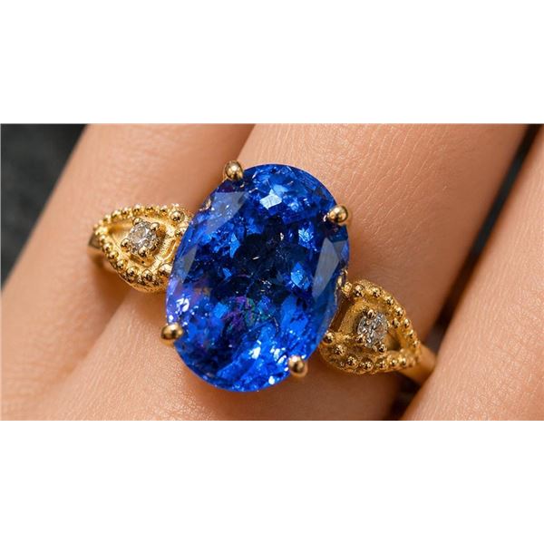 $0, 10k(2.3g), tanzanite (3.3ct), lab dia (0.03ct)ring, size 7,
