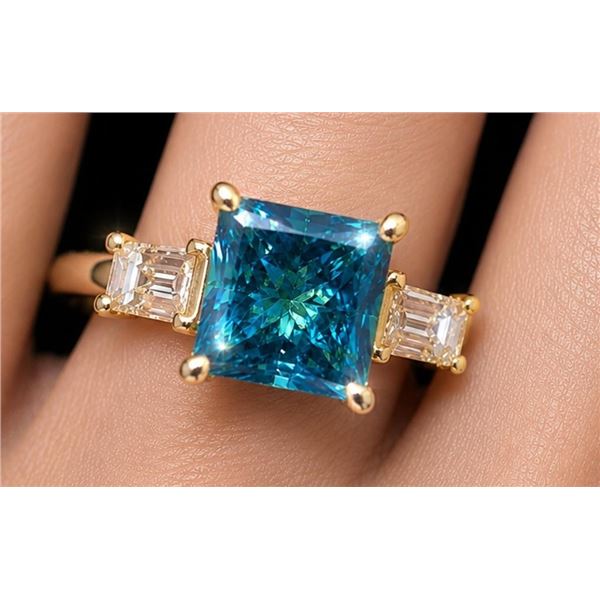 $2550, 10k(1.4g), blue lab diamond (1.2+0.1ct)ring, size 5.75, appraised value $2550,