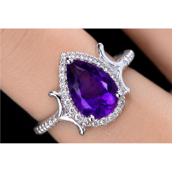 $200, silver(2.84g), amethyst (1.25ct)ring, size , retail value $200,