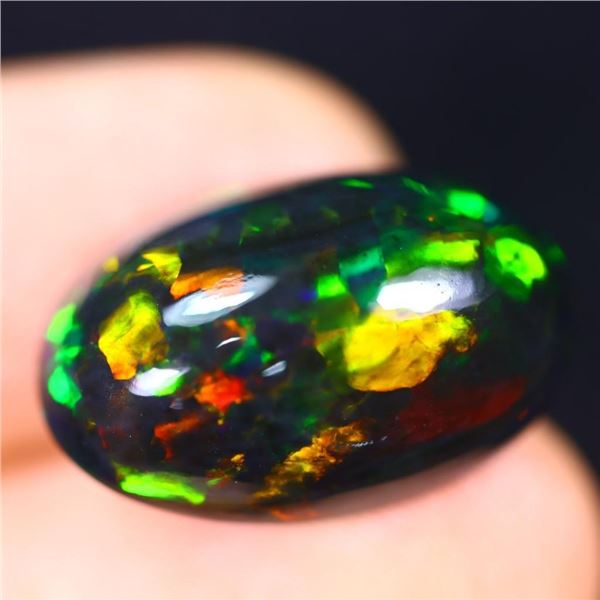 8.42 ct Certified Bright Flash Black Opal gemstone ($10,525 Appraisal)