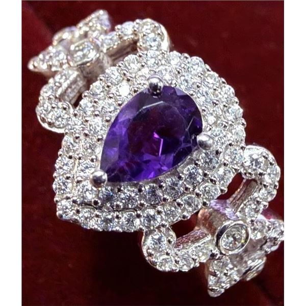 $300, silver(3.5g), amethyst (0.3ct)ring, size , retail value $300,