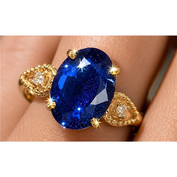 $3500, 10k(2.7g), blue sapphire (4ct), lab dia (0.06ct)ring, size 7, retail value $3500,