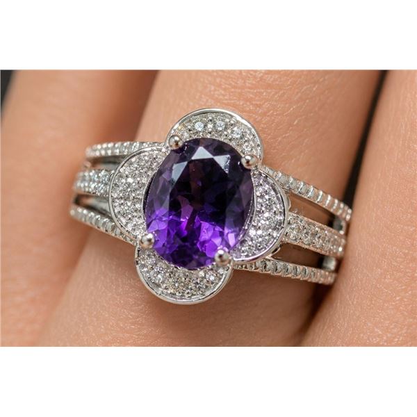 $300, silver(4.31g), amethyst (1ct)ring, size , retail value $300, ring resizeable for $50