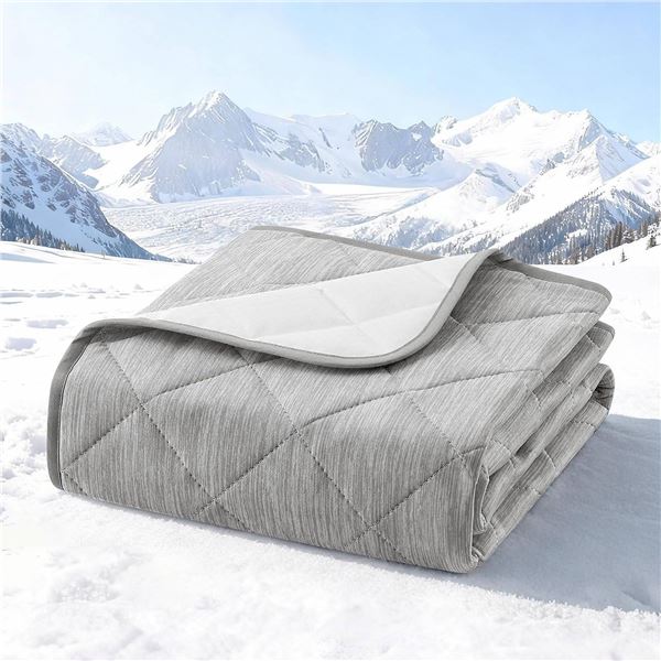 Gray Quilted Cooling Blanket Throw