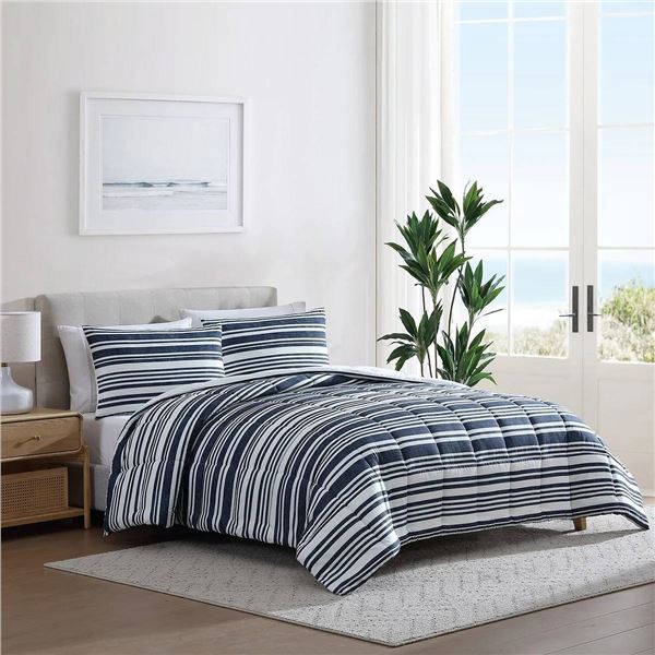Nautica King Comforter Set, Coastline Stripe