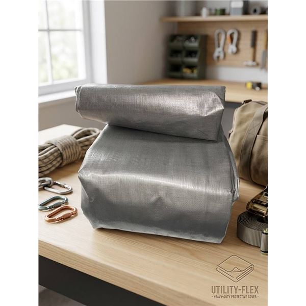 Heavy Duty Gray Tarp, Folded