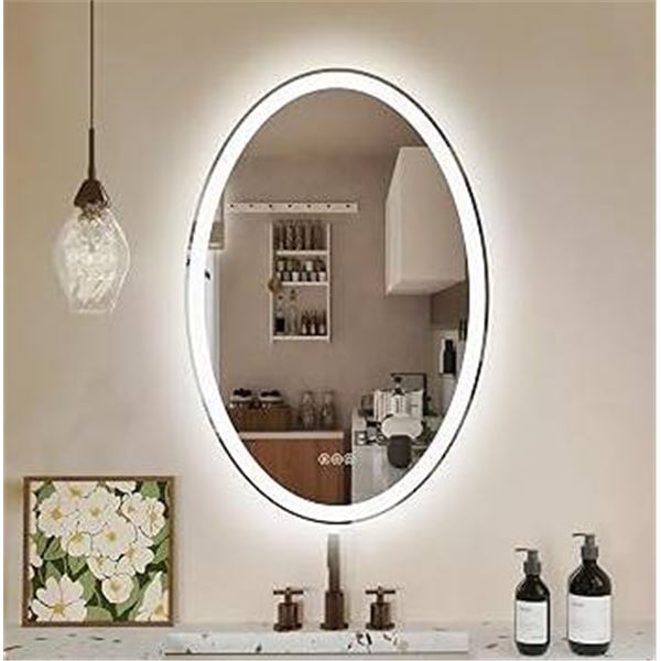 WOSEKBATHAL LED Bathroom Mirror, 36X28 Inches Oval LED Mirror for Bathroom