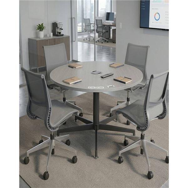 54" Round 42" High Table with 4 Mesh Chairs