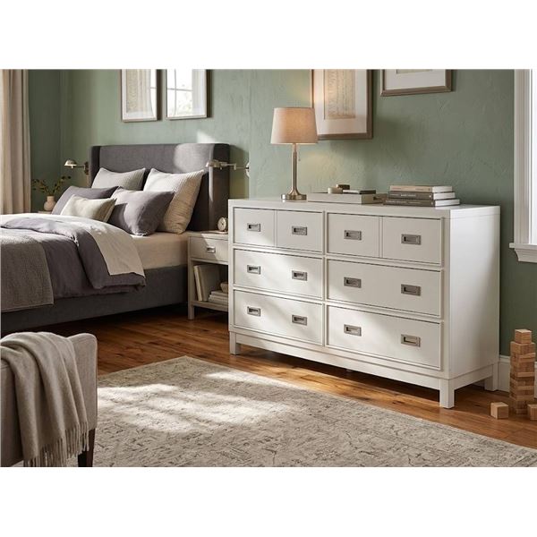 Metal Eight-Drawer Dresser, 64x18x38in