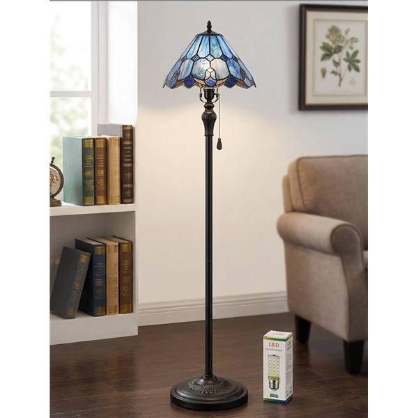 Tiffany-Style Blue Stained Glass Ceiling Lamp **Product May Vary**