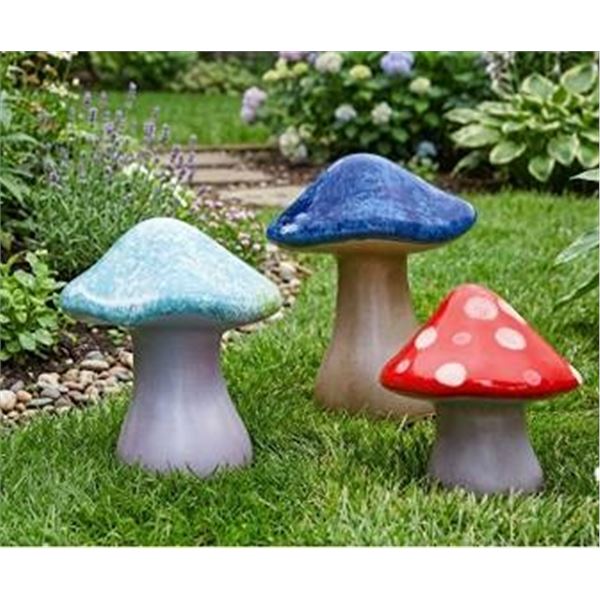 Inside Outside Ceramic Garden Mushrooms Set