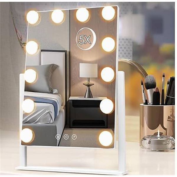 Hollywood Makeup Mirror, 15 Bulbs, White