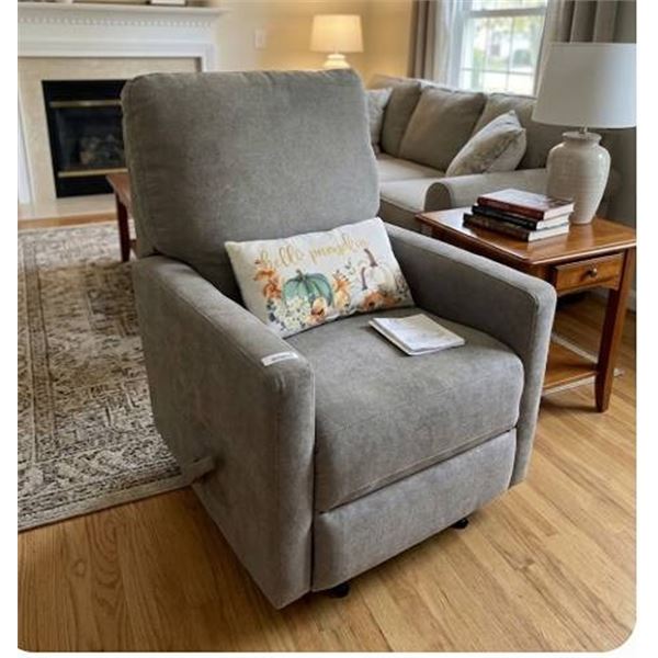 True Innovations Gray Fabric Swivel Recliner