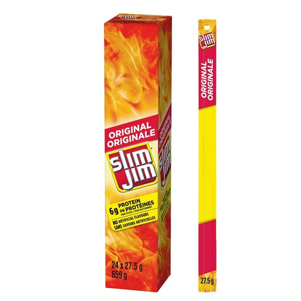 Slim Jim Spicy Sausage Snack Box, 24 Pack x 27.5g Lot of 2