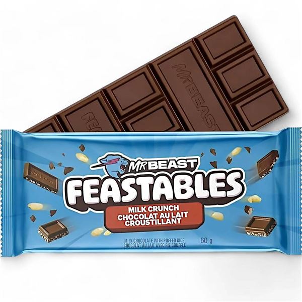 MrBeast Feastables Milk Crunch Chocolate, 10 x 60g