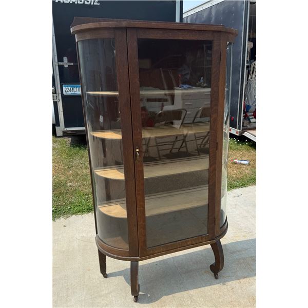 ANTIQUE CIRCA-1900 BOW FRONT CURIO CABINET (OR CHINA/DISPLAY VITRINE)