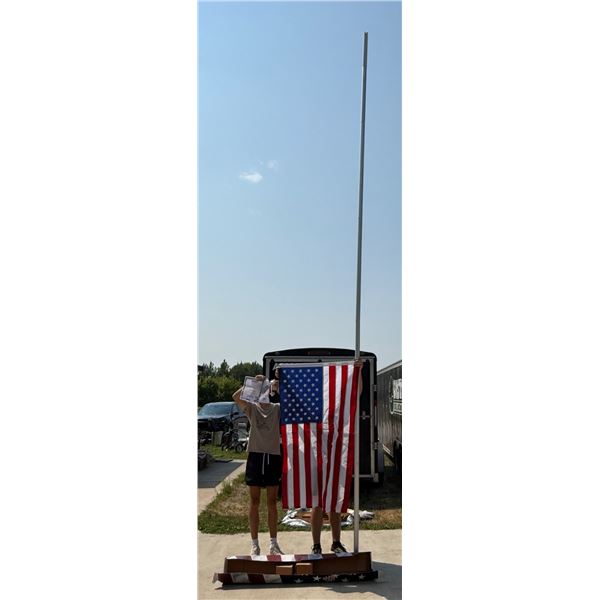 20-FOOT SILVER ALUMINUM TELESCOPING FLAGPOLE KIT WITH A STANDARD 3X5-FOOT U.S. FLAG