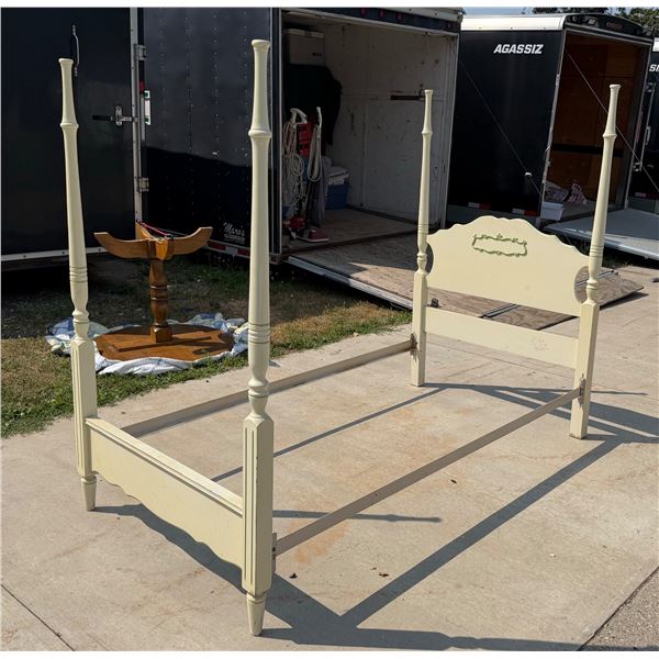 VINTAGE FRENCH PROVINCIAL FOUR-POSTER BED FRAME - TWIN