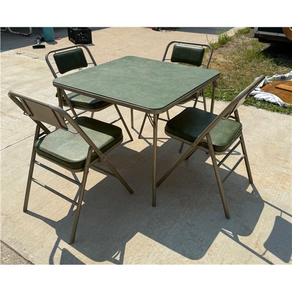 VINTAGE SAMSONITE FOLDING CARD TABLE AND CHAIR SET