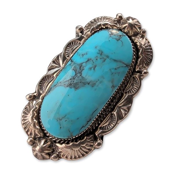 Running Bear Southwestern Sterling Silver Turquoise Ring