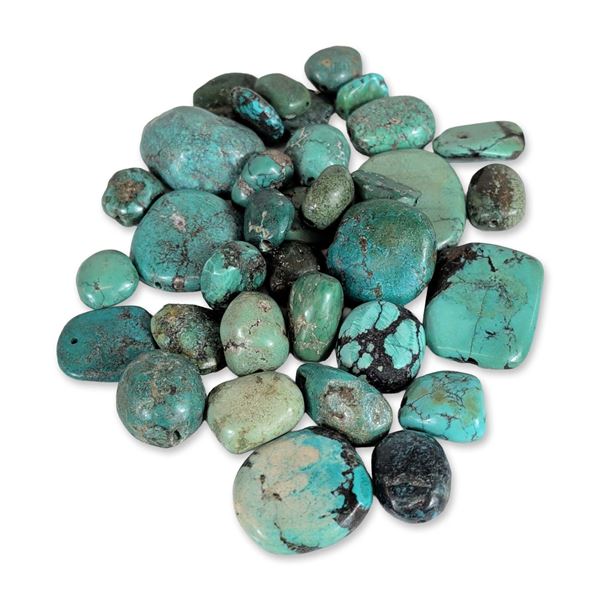 Collection of Approximately 40 Turquoise Beads and Nuggets