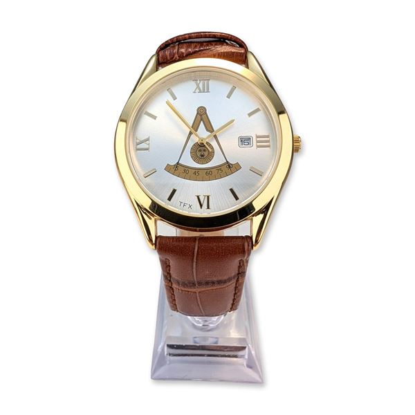 TFX Bulova Masonic Past Master Gold-Tone Wristwatch