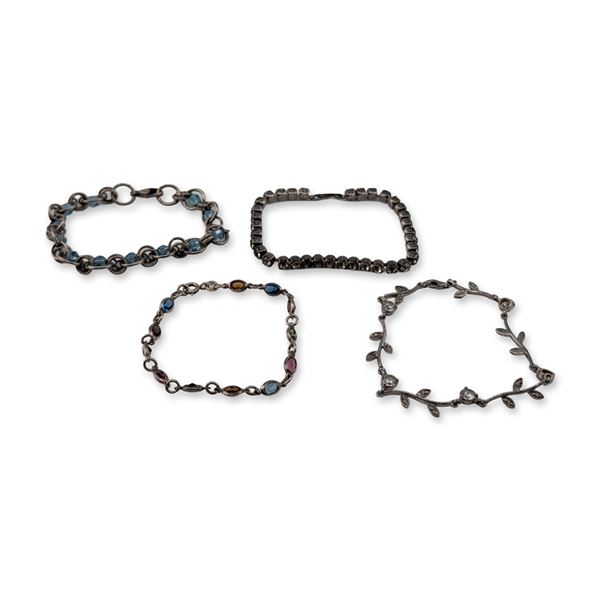 Four Sterling Silver Fashion Bracelets