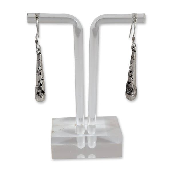 Pair of Mexican Sterling Silver Celestial Drop Earrings