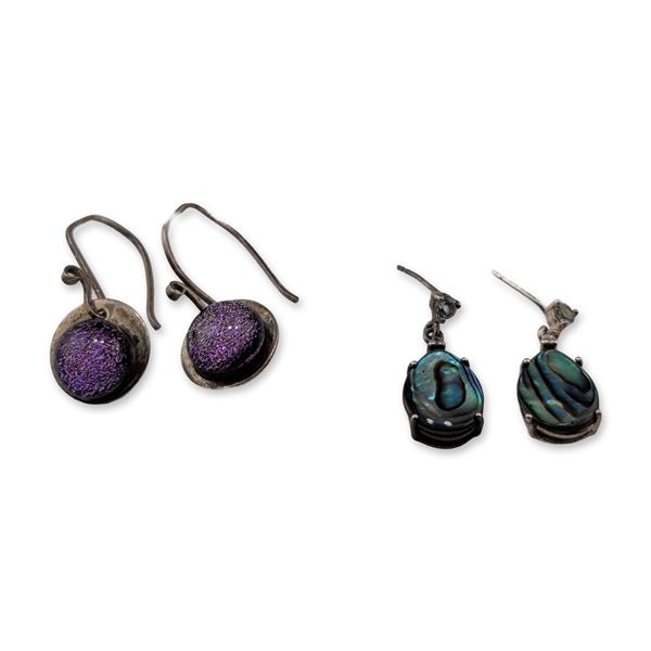 Two Pairs of Sterling Silver Drop Earrings
