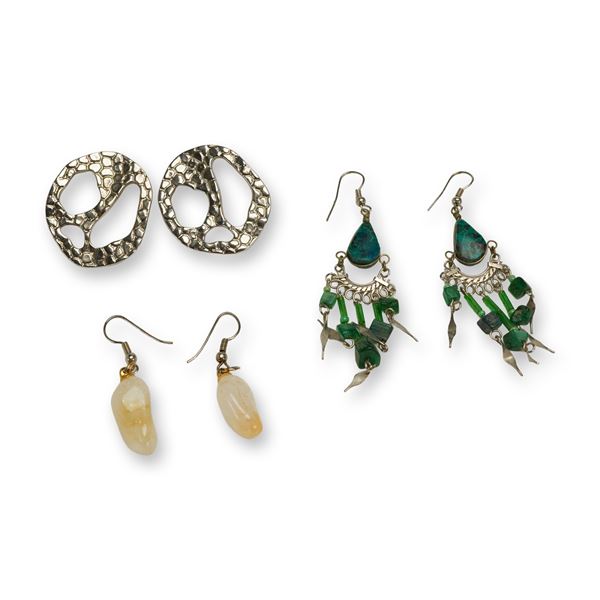 A Collection of Three Pairs of Assorted Costume Earrings