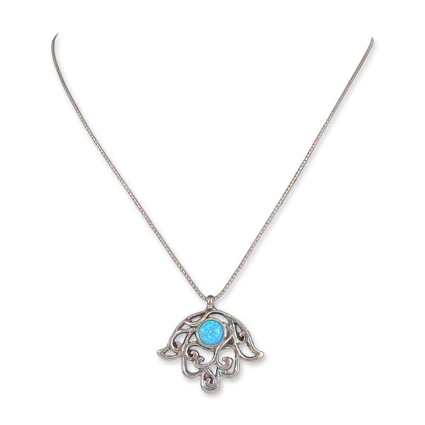 Israeli Sterling Silver Hamsa Necklace