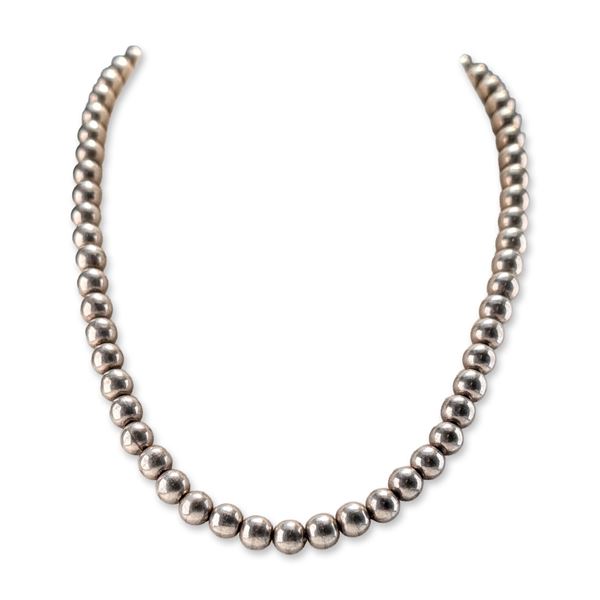 Silver Toned Spherical Bead Necklace