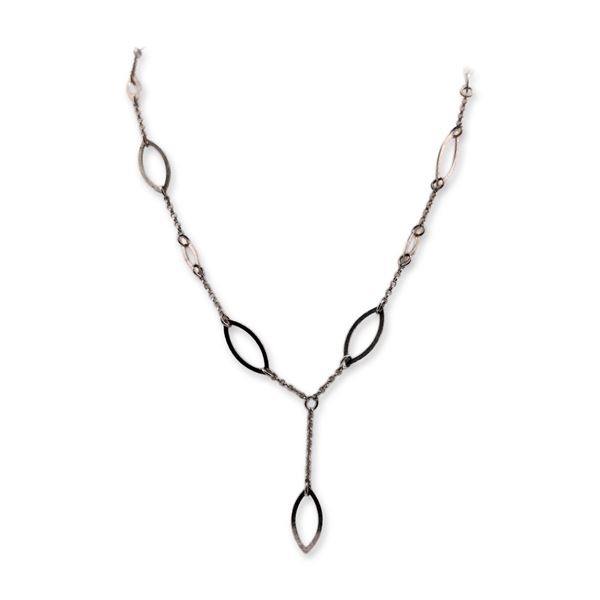 Sterling Silver Y-Style Open Marquise Station Necklace