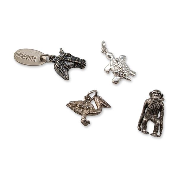 4pc Collection of Sterling Silver Animal Charms