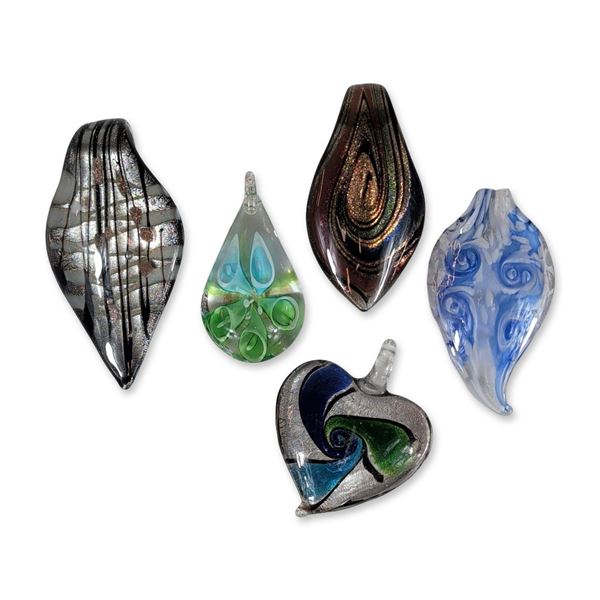 5pc Hand Blown Glass Pendants