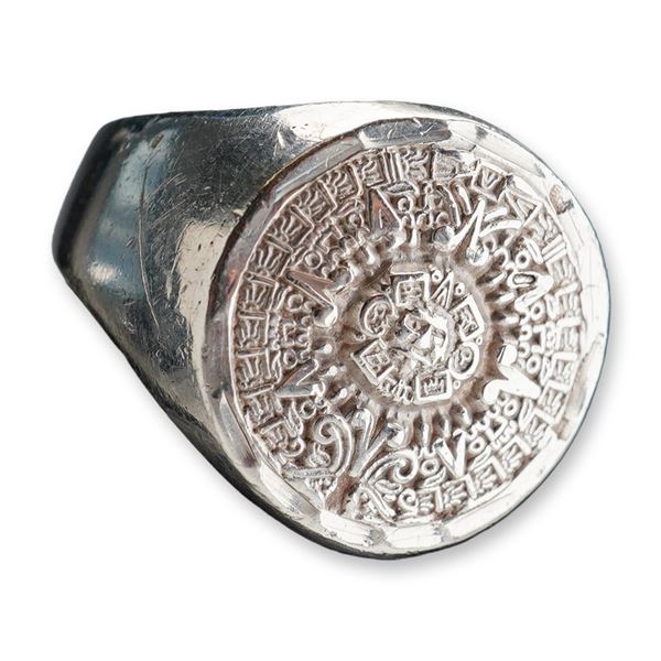 Mexican Sterling Silver Aztec Calendar Ring
