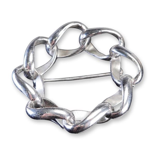Napier Silver Tone Link Circle Brooch