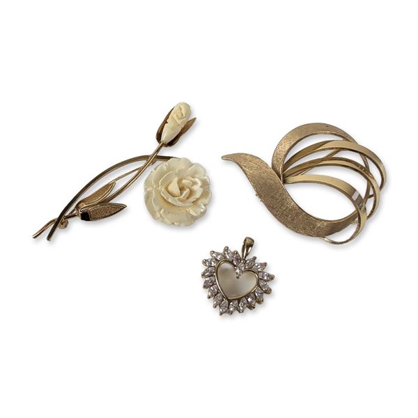 Three Vintage Gold Filled and Costume Jewelry