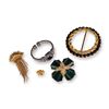 Image 1 : 6pc Collection of Costume Jewelry Including 5 Pins and Scarf Ring Buckle