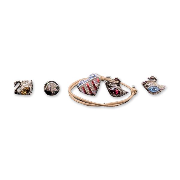 6pc Swarovski Collection of Crystal-Set Pins and Bracelet