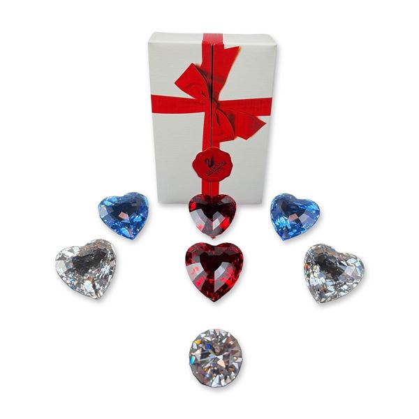 7pc Swarovski SCS Crystal Heart and Gemstone Collection