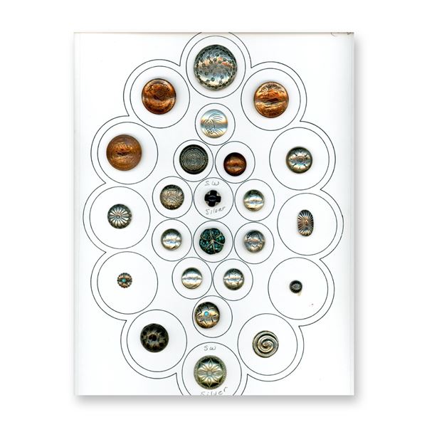 A CARD OF AMERICAN INDIAN METAL BUTTONS