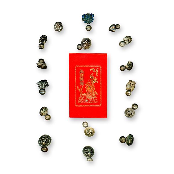 A CARD OF DIVISION ONE CHINESE METAL BUTTONS