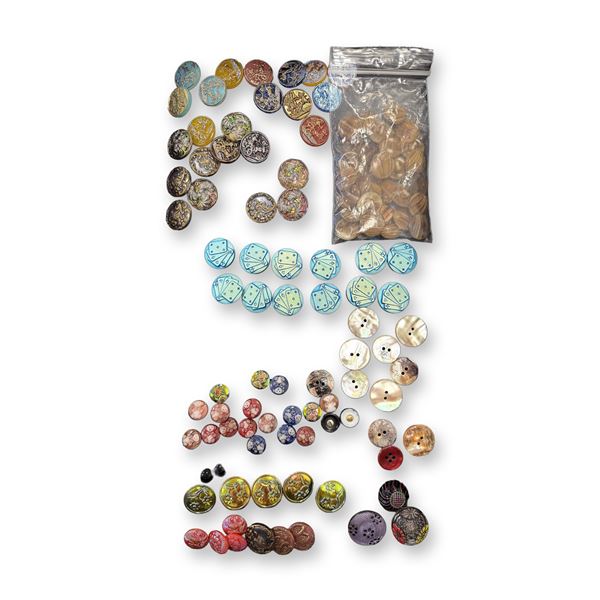 AN ASSORTMENT OF DIVISION THREE GLASS BUTTONS