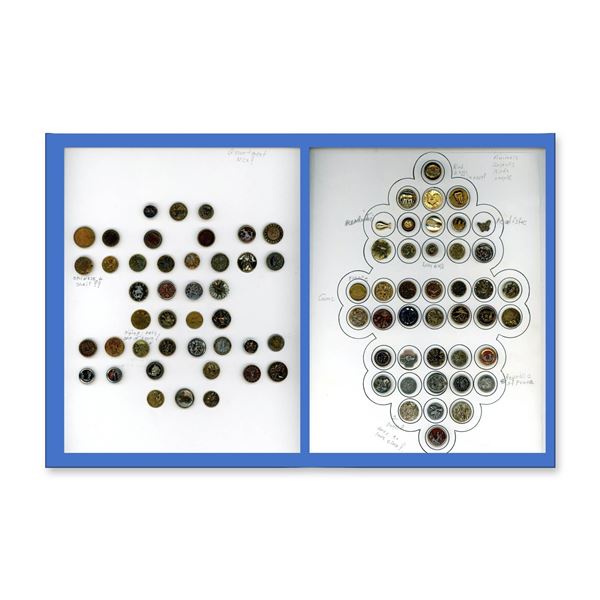 2 CARDS DIVISION ONE PICTORIAL METAL BUTTONS