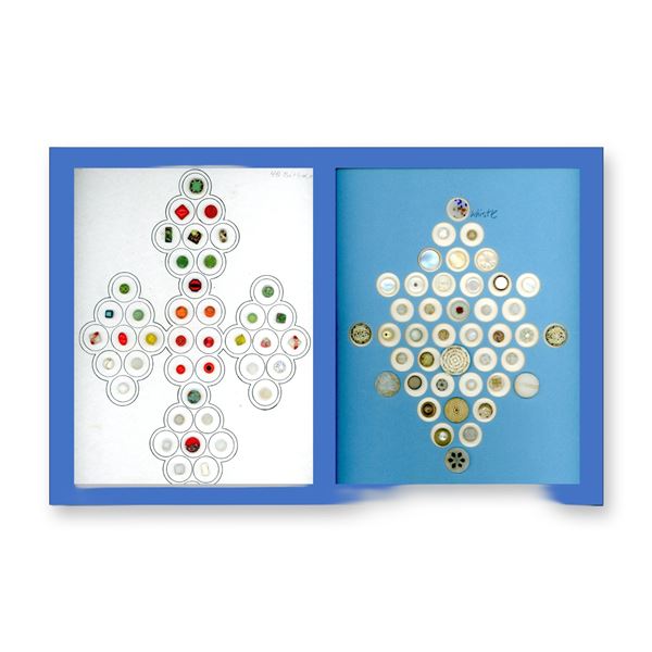 2 CARDS OF ASSORTED CLEAR AND COLORED GLASS BUTTONS