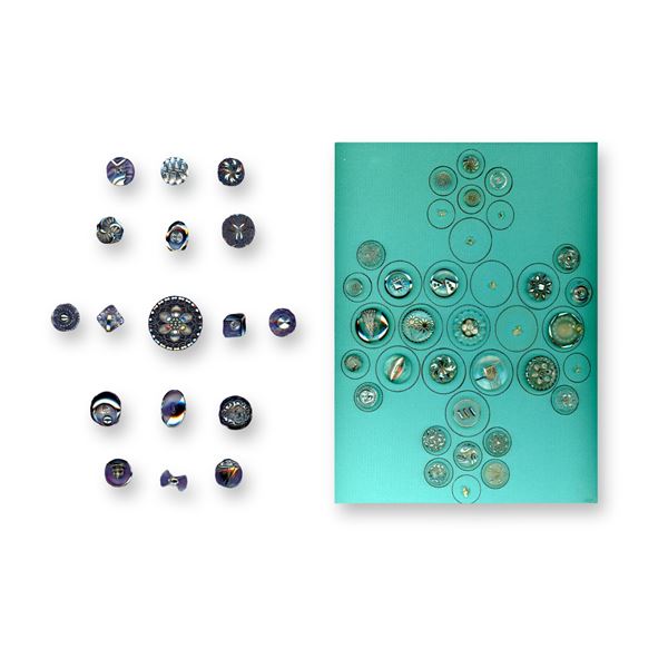 2 CARDS OF ASSORTED CLEAR GLASS BUTTONS